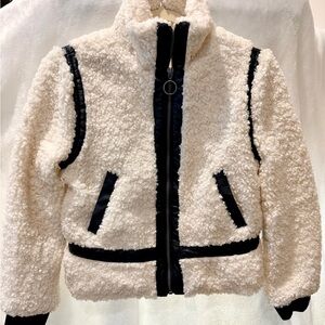 Teddy Chic Cream Fur and Black Faux Leather Kids Jacket